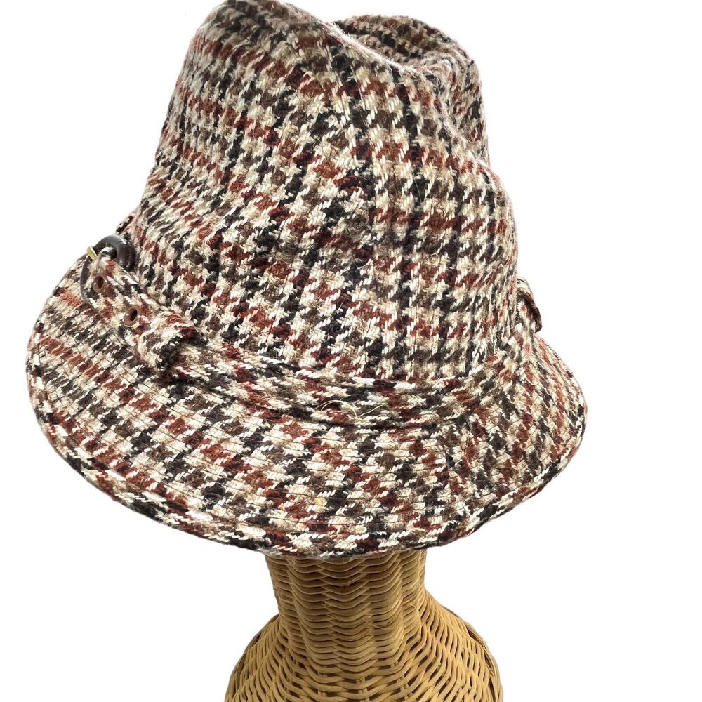 Old Village Shop Hat Fedora Vintage Womens Mens Unisex Houndstooth Grandpa Style - Picture 3 of 16